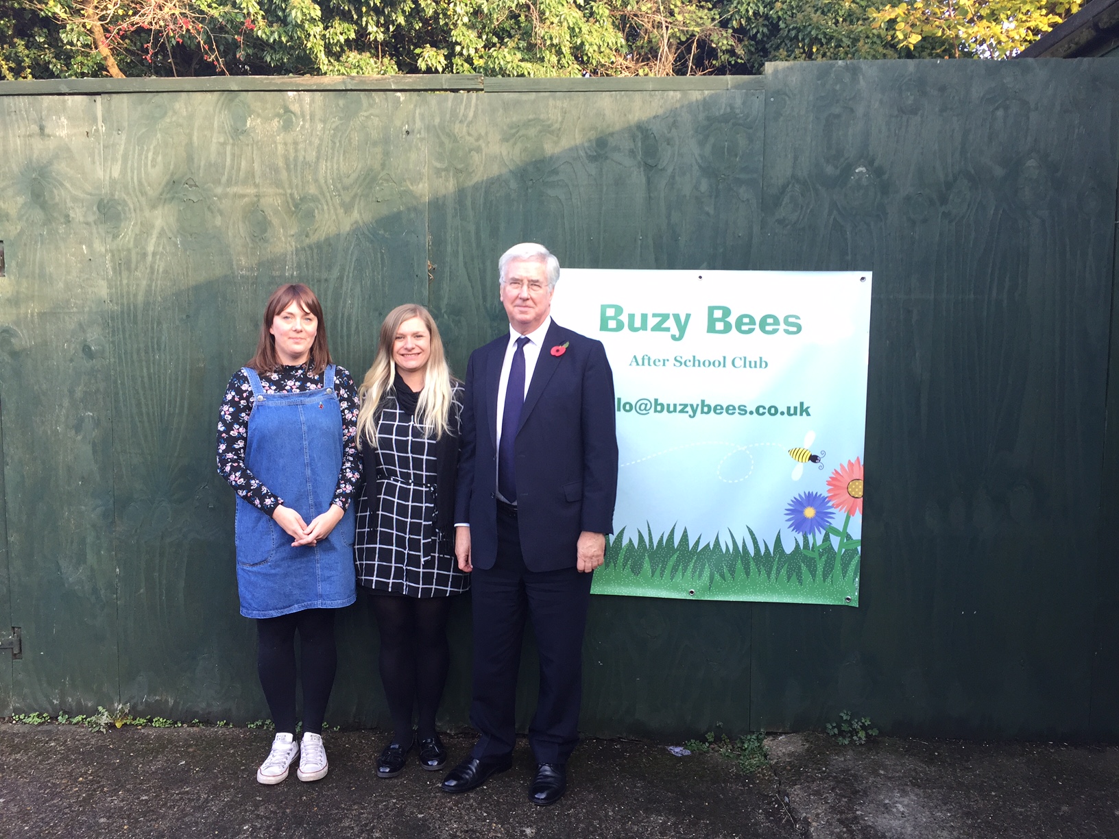 Michael with Vicky and Somerset, Manager and Deputy Manager at Buzy Bees.