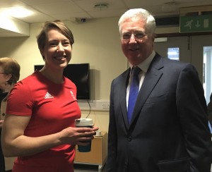 Lizzie Yarnold with Michael at SDC offices